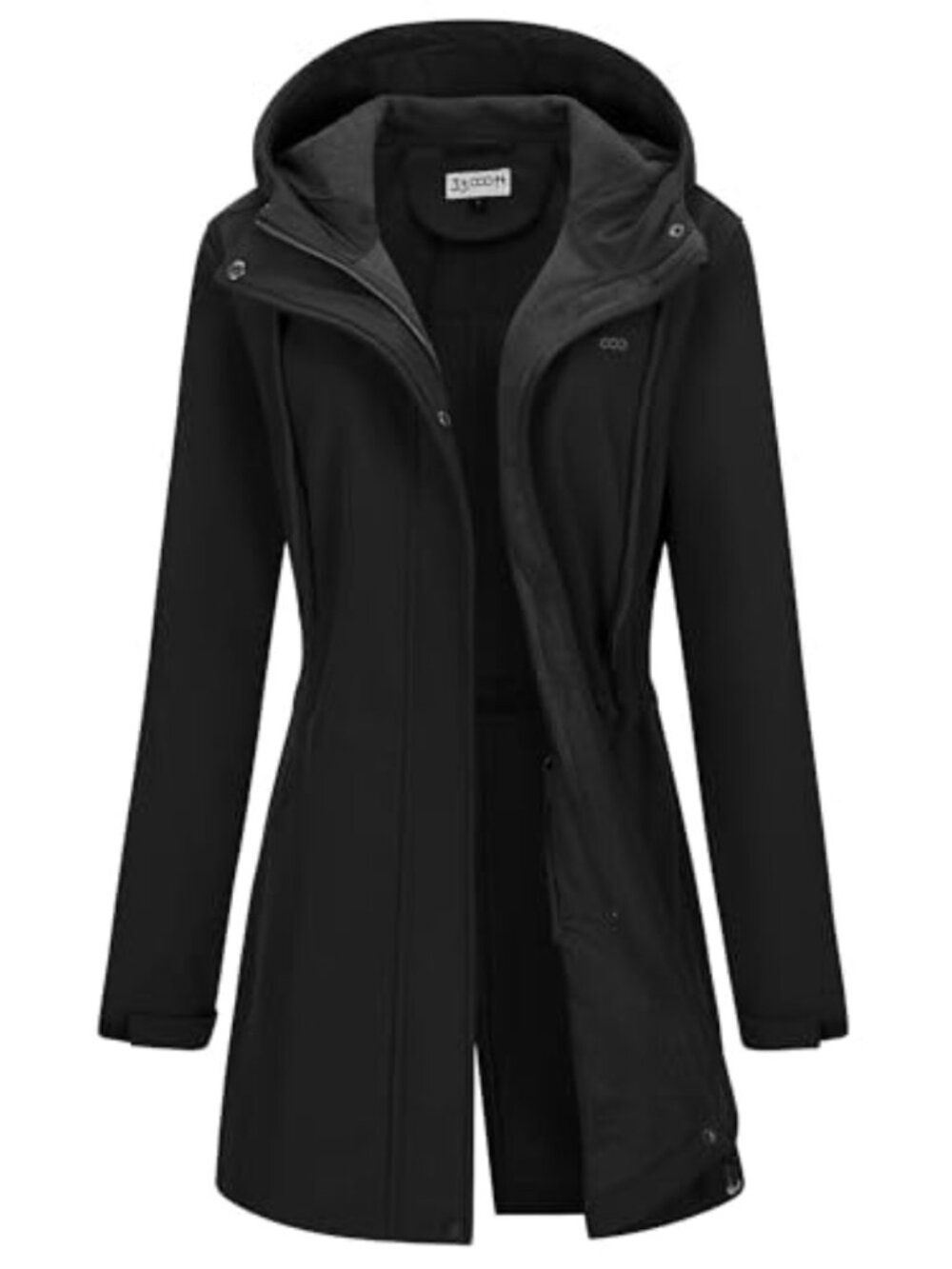 Women's Softshell Long Jacket Fleece Lined Hooded Windproof Water Resistant